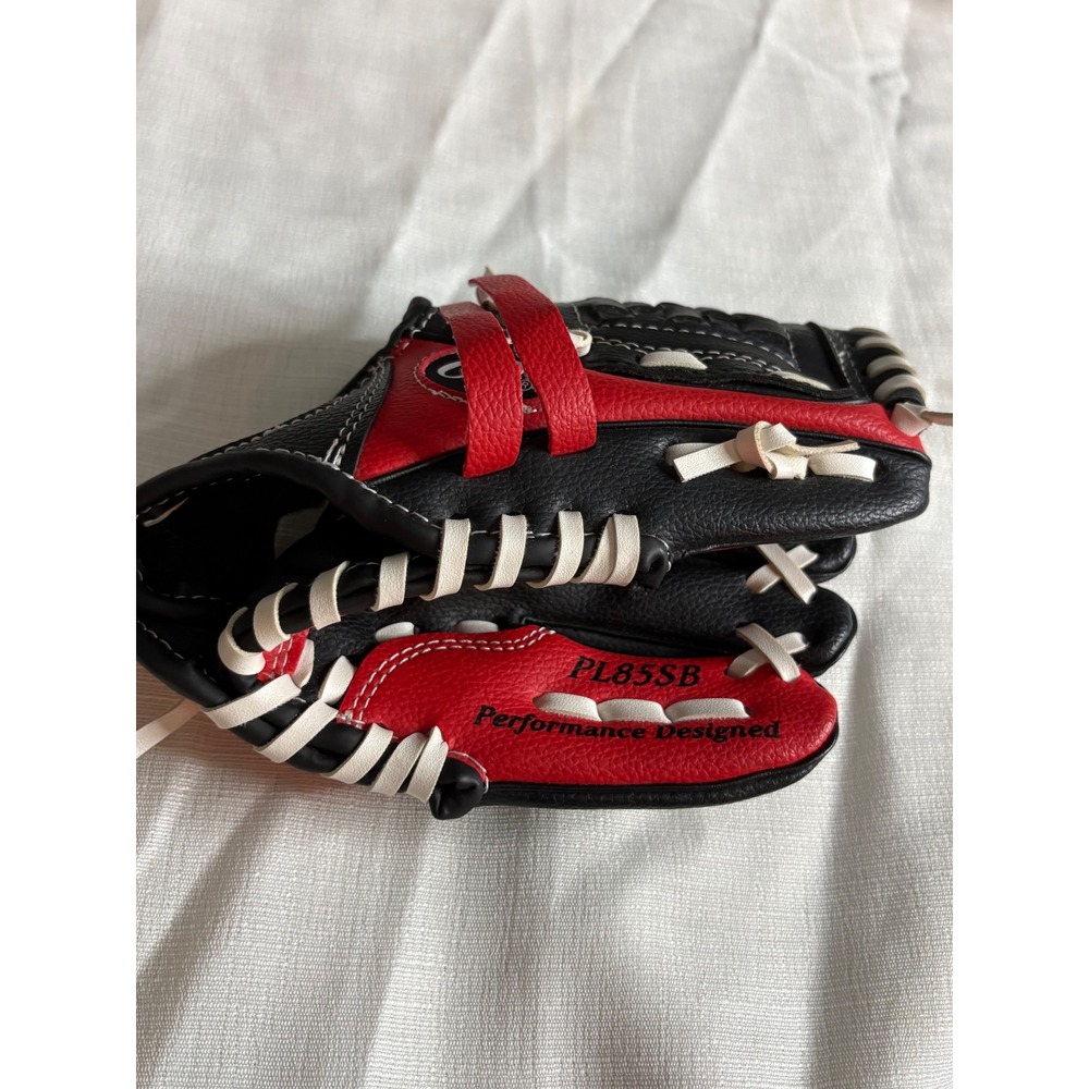 Rawlings PL85SB Players Series 8.5 Inch Youth Baseball Glove Black Red EKBH5